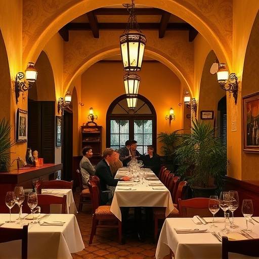 Interior del restaurante Casa de la Paella, mostrando mesas elegantemente dispuestas y decoraci&oacute;n tradicional espa&ntilde;ola